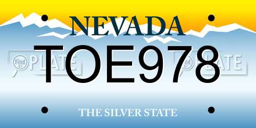 TOE978 Nevada License Plate