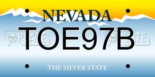 TOE97B Nevada License Plate