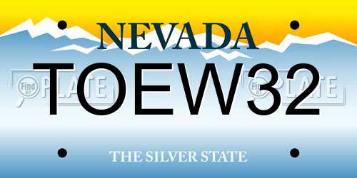 TOEW32 Nevada License Plate
