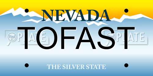 TOFAST Nevada License Plate