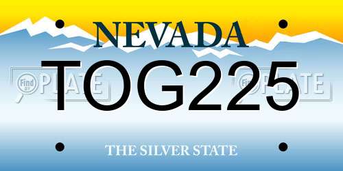 TOG225 Nevada License Plate