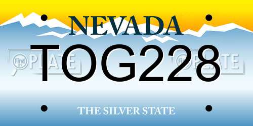 TOG228 Nevada License Plate