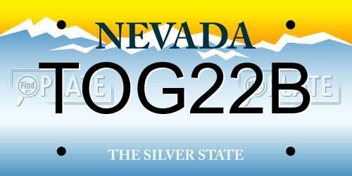 TOG22B Nevada License Plate