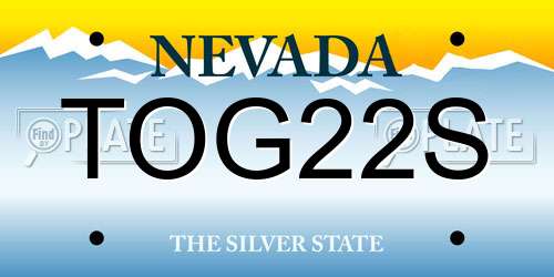 TOG22S Nevada License Plate