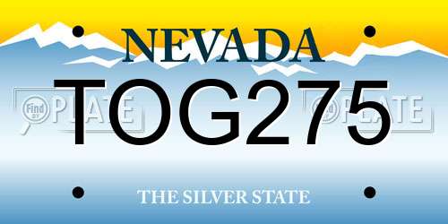 TOG275 Nevada License Plate