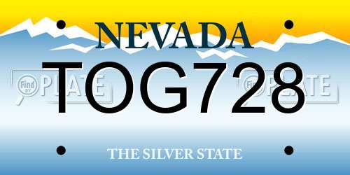 TOG728 Nevada License Plate