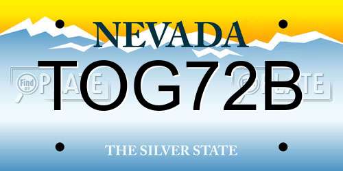 TOG72B Nevada License Plate