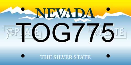 TOG775 Nevada License Plate