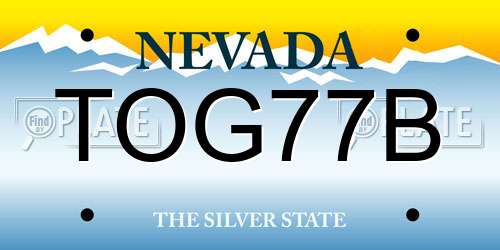 TOG77B Nevada License Plate