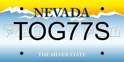TOG77S Nevada License Plate