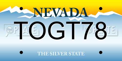 TOGT78 Nevada License Plate