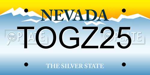 TOGZ25 Nevada License Plate