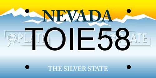 TOIE58 Nevada License Plate