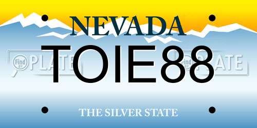TOIE88 Nevada License Plate