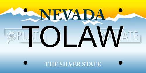 TOLAW Nevada License Plate
