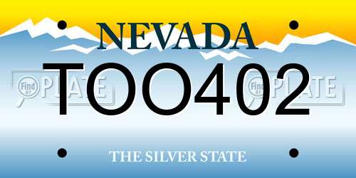 TOO402 Nevada License Plate