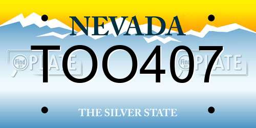 TOO407 Nevada License Plate