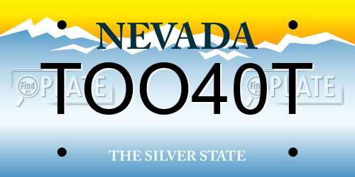 TOO40T Nevada License Plate