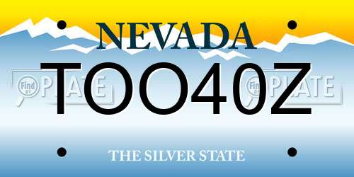 TOO40Z Nevada License Plate