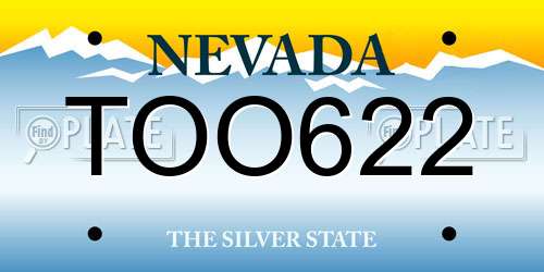 TOO622 Nevada License Plate