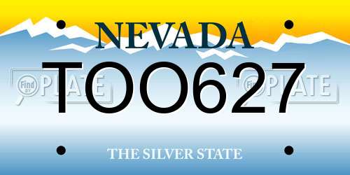 TOO627 Nevada License Plate