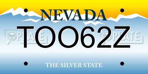 TOO62Z Nevada License Plate