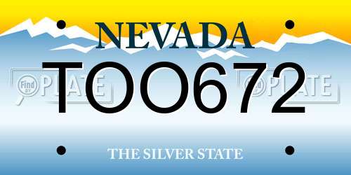 TOO672 Nevada License Plate