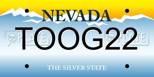 TOOG22 Nevada License Plate