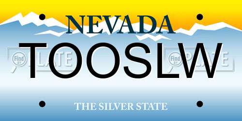 TOOSLW Nevada License Plate