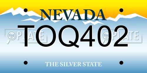 TOQ402 Nevada License Plate