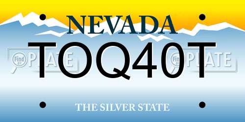 TOQ40T Nevada License Plate