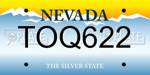 TOQ622 Nevada License Plate