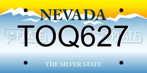 TOQ627 Nevada License Plate