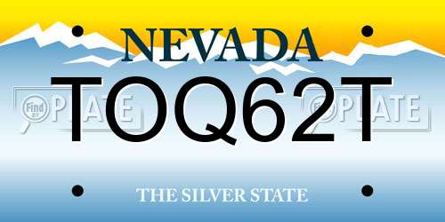 TOQ62T Nevada License Plate