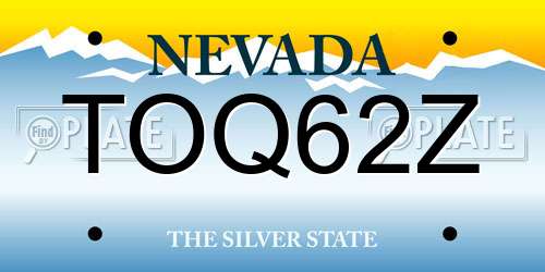 TOQ62Z Nevada License Plate