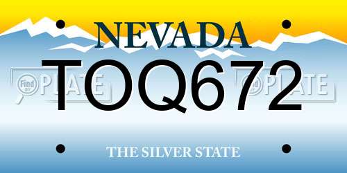 TOQ672 Nevada License Plate