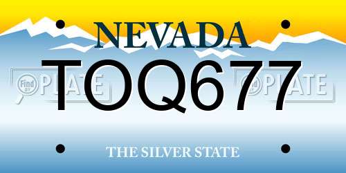 TOQ677 Nevada License Plate