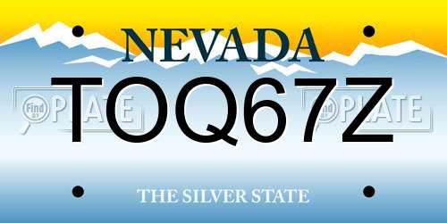 TOQ67Z Nevada License Plate