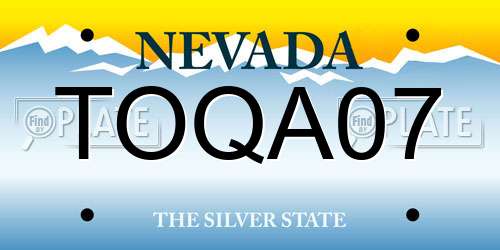TOQA07 Nevada License Plate