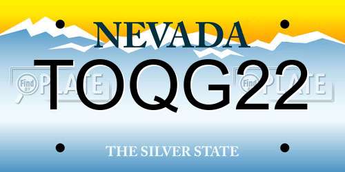 TOQG22 Nevada License Plate
