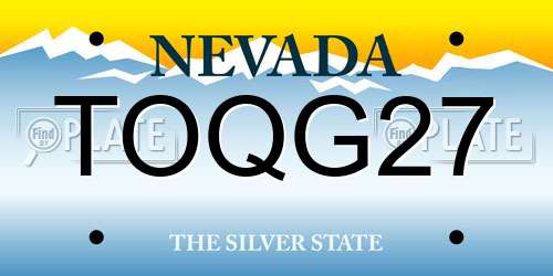 TOQG27 Nevada License Plate