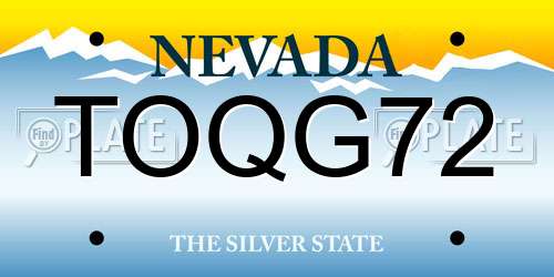 TOQG72 Nevada License Plate