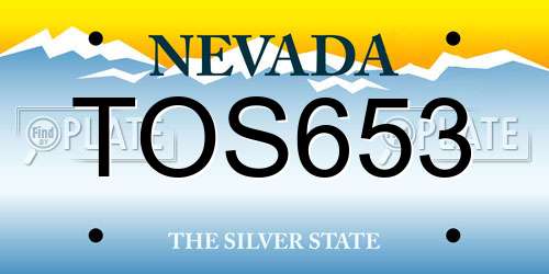TOS653 Nevada License Plate