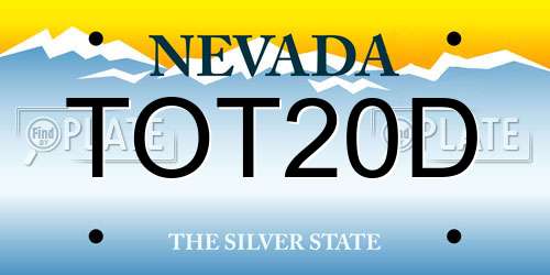 TOT20D Nevada License Plate