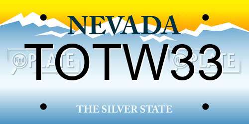 TOTW33 Nevada License Plate