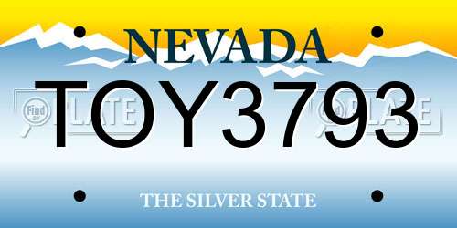 TOY3793 Nevada License Plate