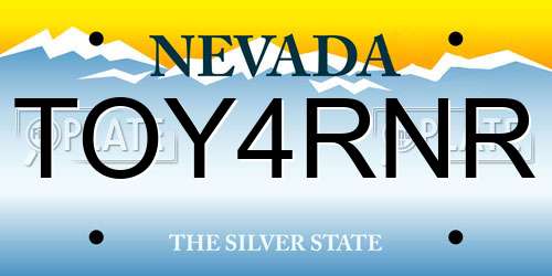 TOY4RNR Nevada License Plate