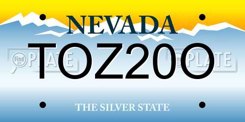 TOZ20O Nevada License Plate