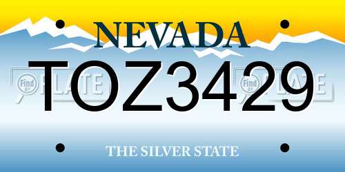 TOZ3429 Nevada License Plate