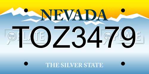 TOZ3479 Nevada License Plate